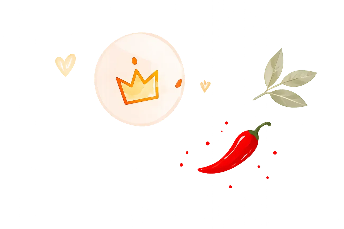 Decorative crown and chili
